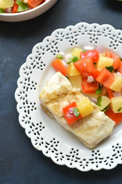 Grilled Halibut with Pineapple Relish