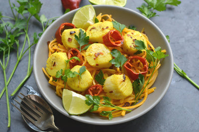 Thai Curried Scallops with Butternut Noodles