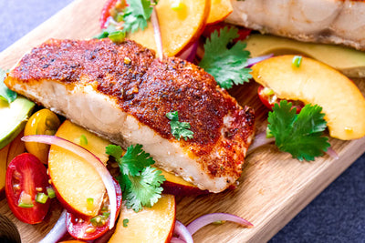 Blackened Snapper with Peach Salad