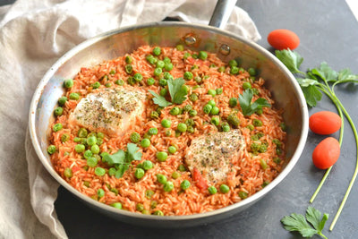 Gluten Free Skillet Saffron Rice with Haddock