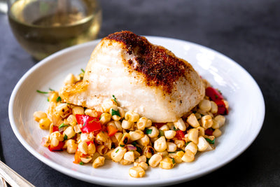 Baked Chilean Sea Bass with Fresh Corn Salad