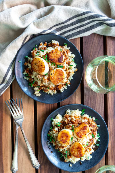 Seared Scallops with Cauliflower Risotto