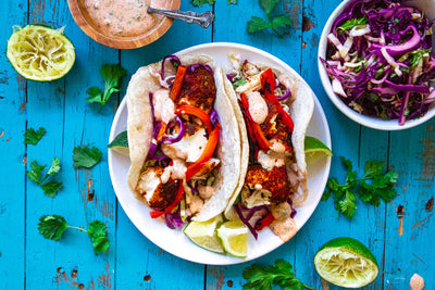Halibut Tacos with Cilantro Lime Sauce
