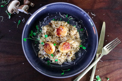 Seared Scallops with Parmesan Mushroom Risotto