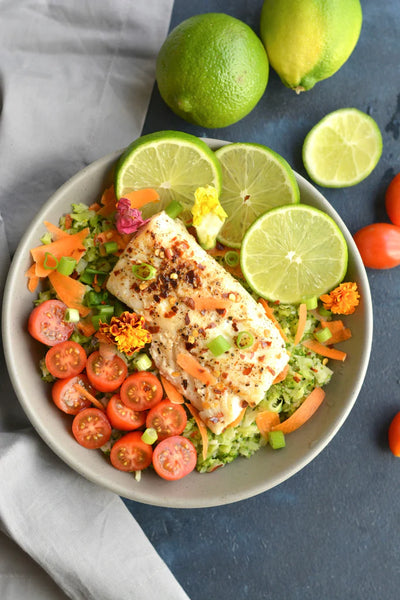 Spicy Halibut Broccoli Bowl