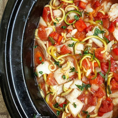 Slow Cooker Cod & Zoodles Stew