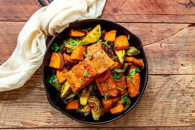 Moroccan Spiced Salmon with Roasted Winter Vegetables