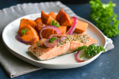 Slow Cooker Balsamic Salmon and Sweet Potatoes