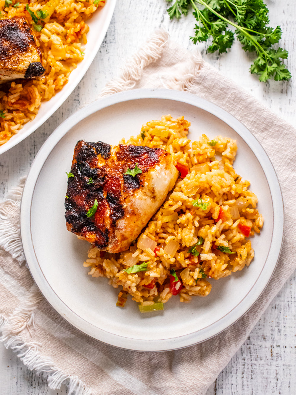 Blackened Sea Bass and Cajun Rice Sizzlefish