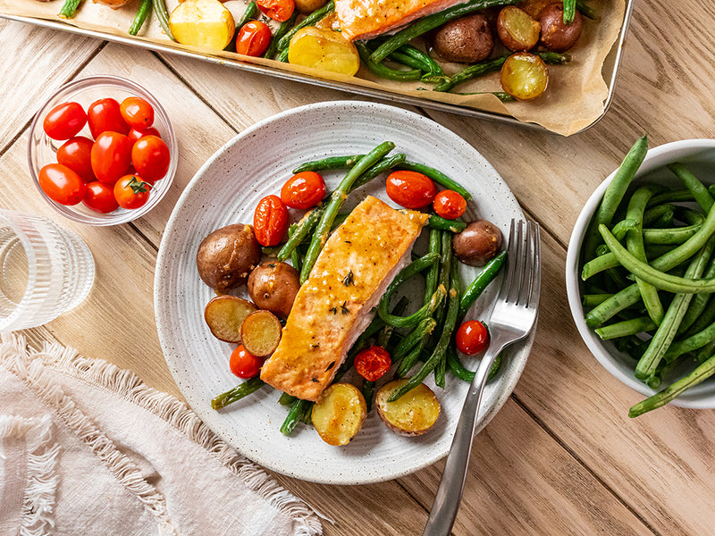 Sheet Pan Tahini Salmon with Vegetables