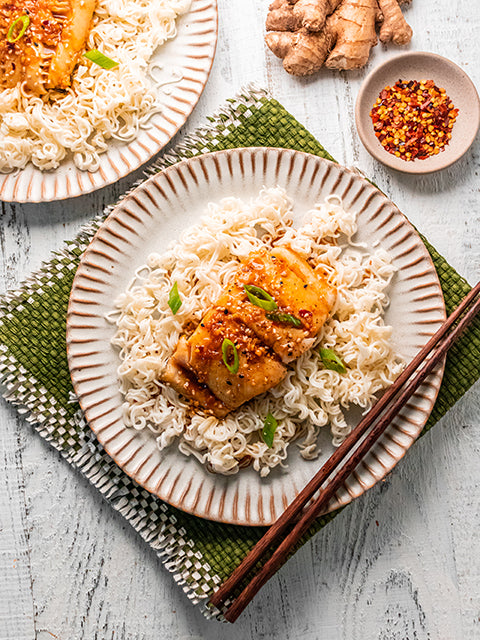 Ginger Soy Sablefish over Ramen Noodles
