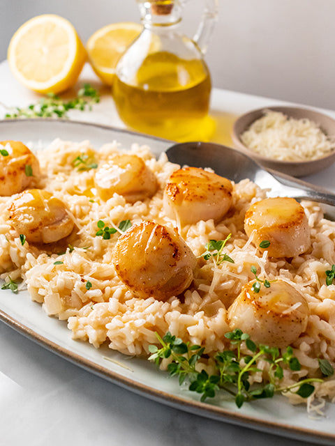 Lemon Butter Scallops with Parmesan Risotto