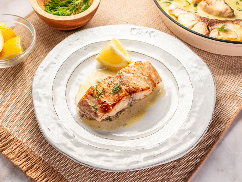 Rockfish with White Wine Dill Sauce