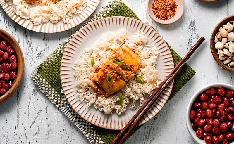 Ginger Soy Sablefish over Ramen Noodles