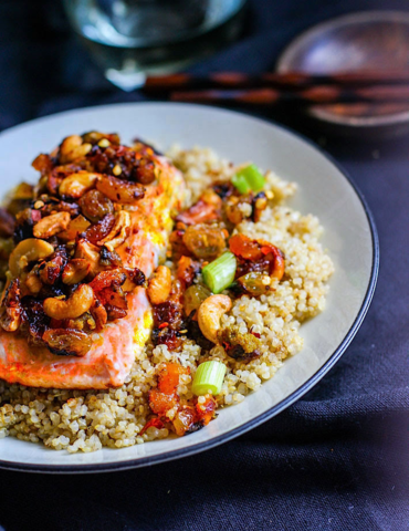 Curried Cashew Salmon and Quinoa