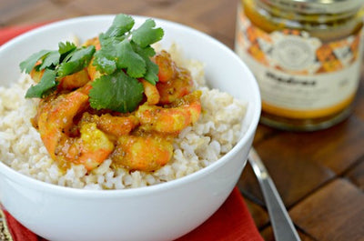 Quick Madras Shrimp & Brown Rice