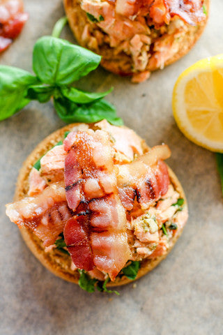 Salmon Salad and Bacon Toast with Basil
