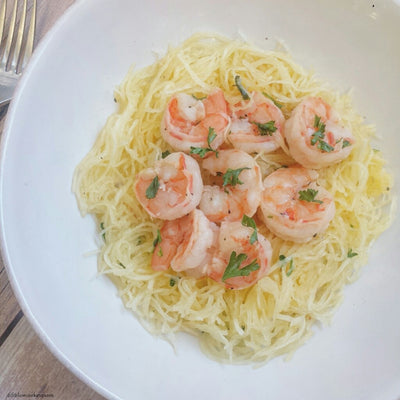 Skinny Spaghetti Squash Shrimp Scampi